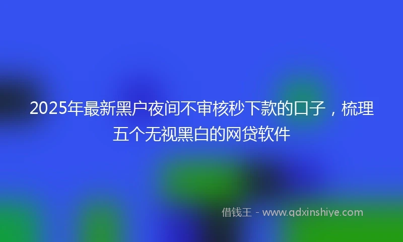 2025年最新黑户夜间不审核秒下款的口子，梳理五个无视黑白的网贷软件