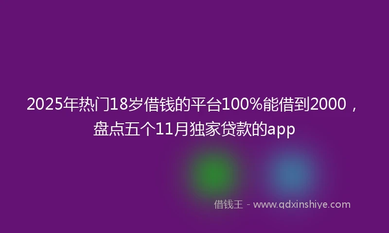 2025年热门18岁借钱的平台100%能借到2000，盘点五个11月独家贷款的app