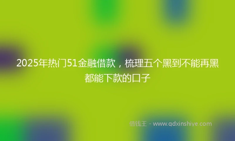 2025年热门51金融借款，梳理五个黑到不能再黑都能下款的口子