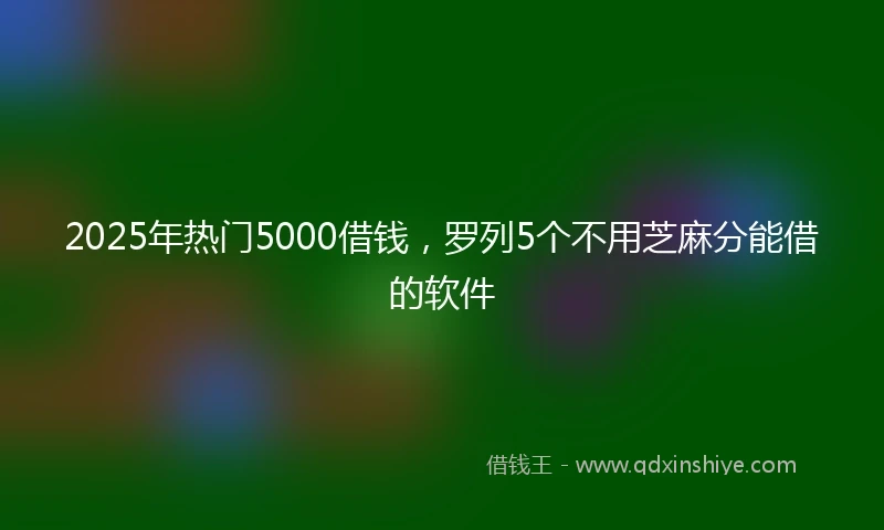 2025年热门5000借钱，罗列5个不用芝麻分能借的软件
