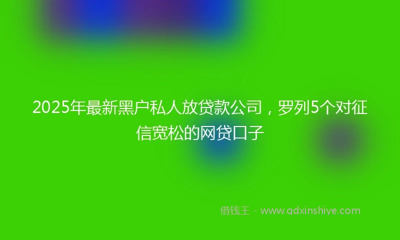 2025年最新黑户私人放贷款公司，罗列5个对征信宽松的网贷口子
