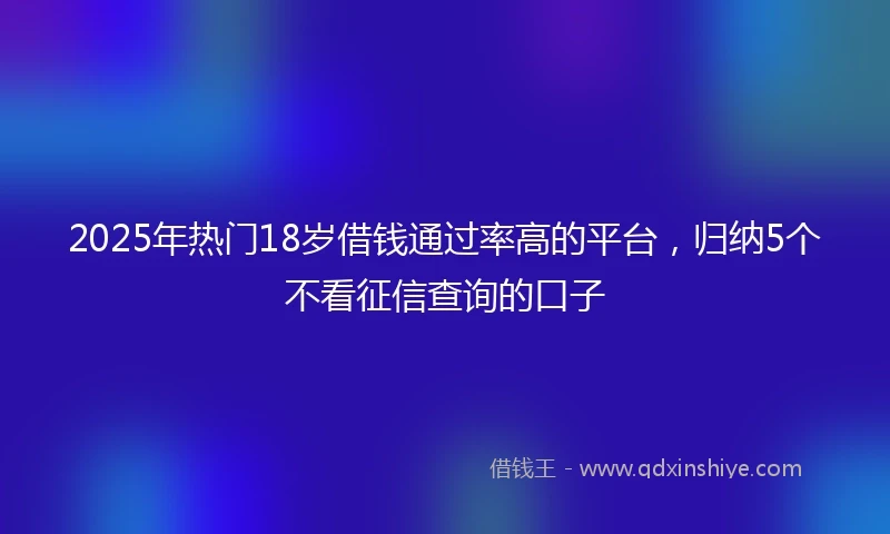 2025年热门18岁借钱通过率高的平台，归纳5个不看征信查询的口子