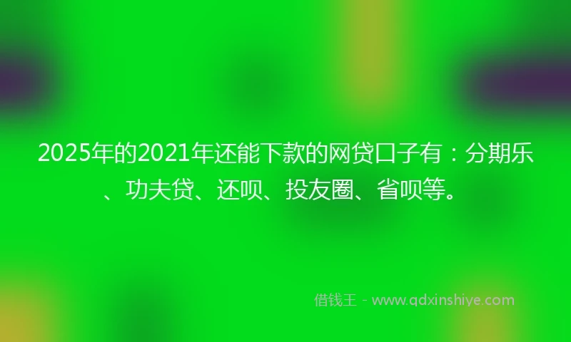 2025年的2021年还能下款的网贷口子有：分期乐、功夫贷、还呗、投友圈、省呗等。