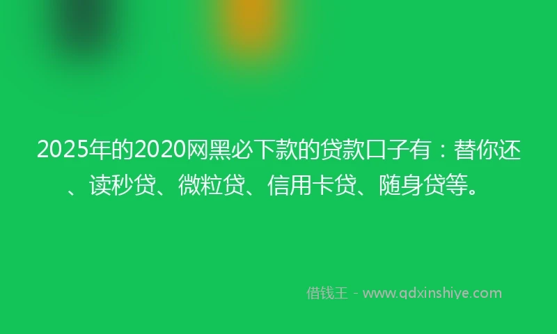 2025年的2020网黑必下款的贷款口子有：替你还、读秒贷、微粒贷、信用卡贷、随身贷等。