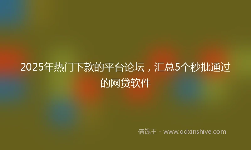 2025年热门下款的平台论坛，汇总5个秒批通过的网贷软件