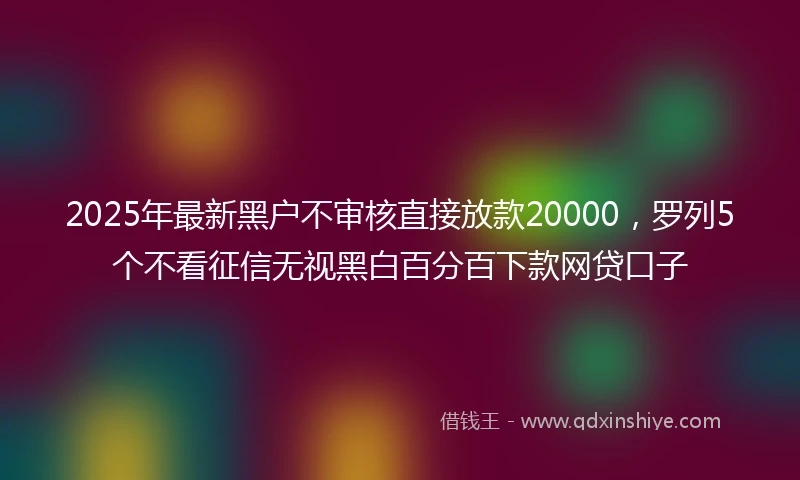 2025年最新黑户不审核直接放款20000，罗列5个不看征信无视黑白百分百下款网贷口子