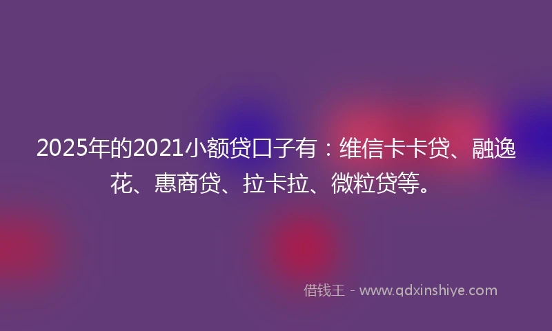 2025年的2021小额贷口子有：维信卡卡贷、融逸花、惠商贷、拉卡拉、微粒贷等。