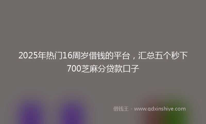 2025年热门16周岁借钱的平台，汇总五个秒下700芝麻分贷款口子