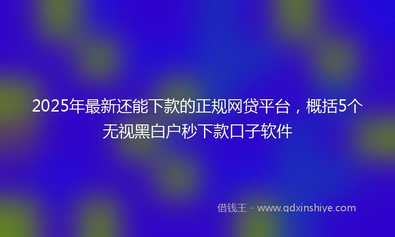 2025年最新还能下款的正规网贷平台，概括5个无视黑白户秒下款口子软件