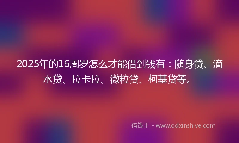 2025年的16周岁怎么才能借到钱有：随身贷、滴水贷、拉卡拉、微粒贷、柯基贷等。