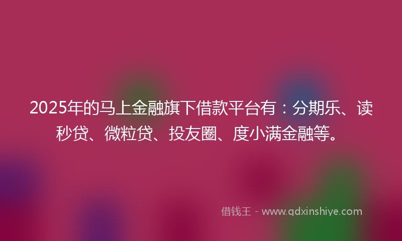 2025年的马上金融旗下借款平台有：分期乐、读秒贷、微粒贷、投友圈、度小满金融等。