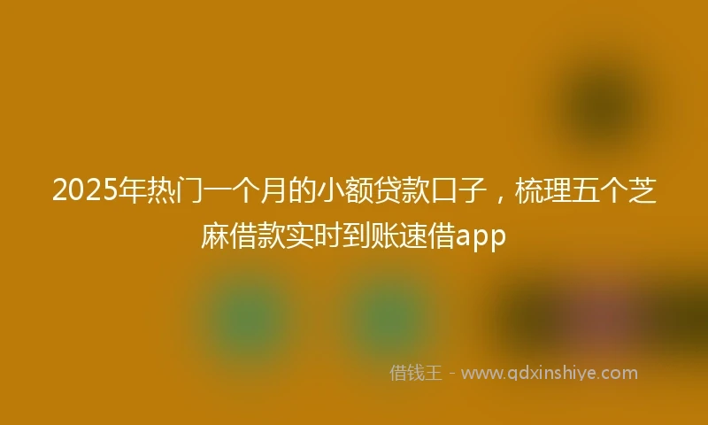 2025年热门一个月的小额贷款口子，梳理五个芝麻借款实时到账速借app