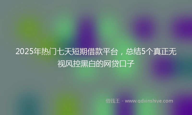 2025年热门七天短期借款平台，总结5个真正无视风控黑白的网贷口子