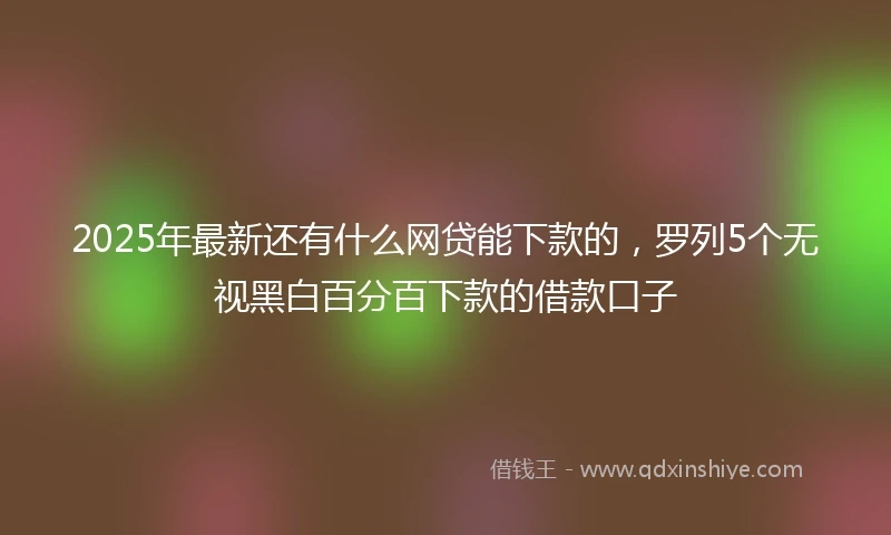 2025年最新还有什么网贷能下款的，罗列5个无视黑白百分百下款的借款口子