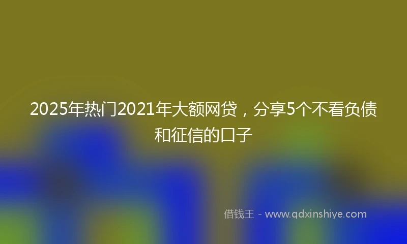 2025年热门2021年大额网贷，分享5个不看负债和征信的口子
