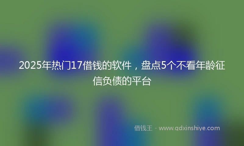 2025年热门17借钱的软件，盘点5个不看年龄征信负债的平台