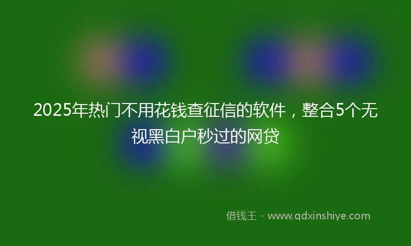 2025年热门不用花钱查征信的软件，整合5个无视黑白户秒过的网贷