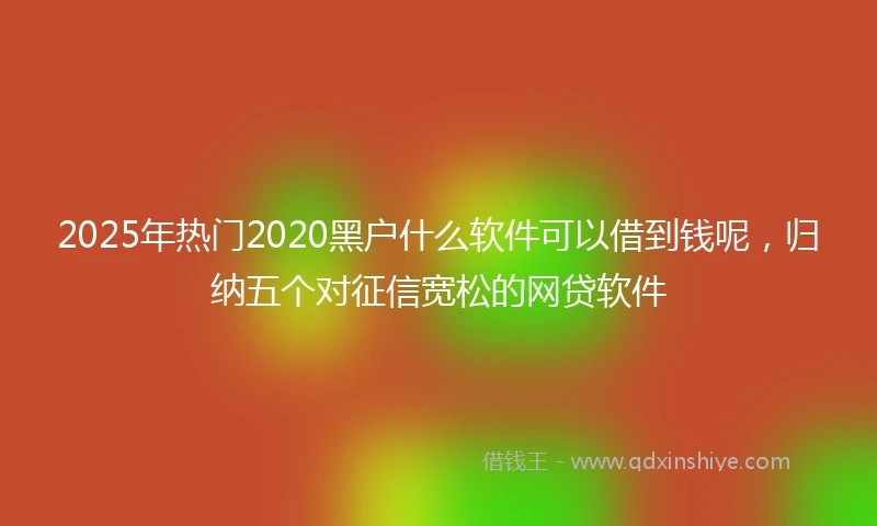 2025年热门2020黑户什么软件可以借到钱呢，归纳五个对征信宽松的网贷软件