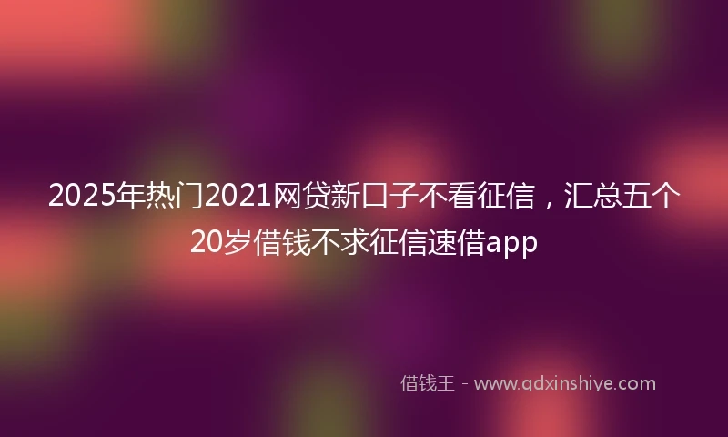 2025年热门2021网贷新口子不看征信，汇总五个20岁借钱不求征信速借app