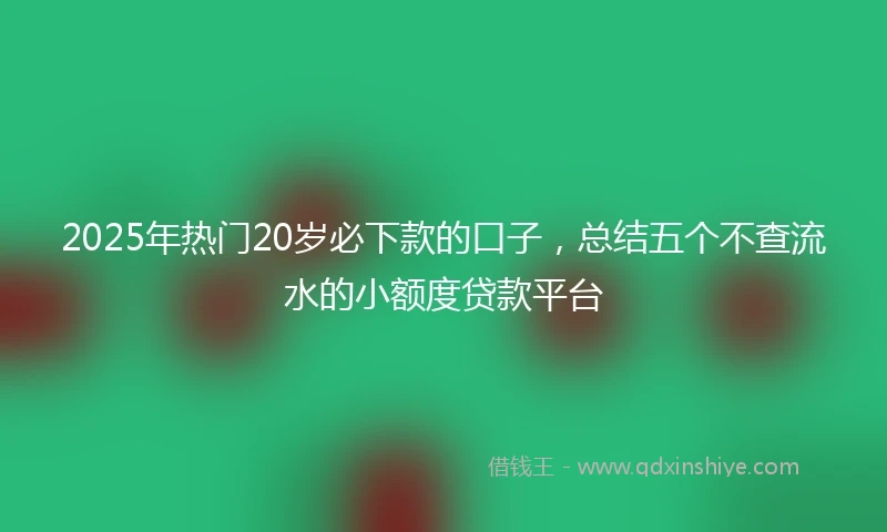 2025年热门20岁必下款的口子，总结五个不查流水的小额度贷款平台