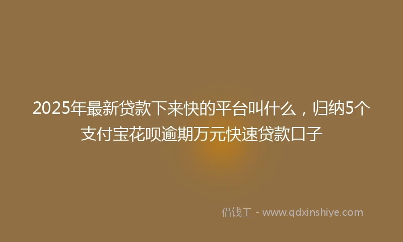 2025年最新贷款下来快的平台叫什么，归纳5个支付宝花呗逾期万元快速贷款口子