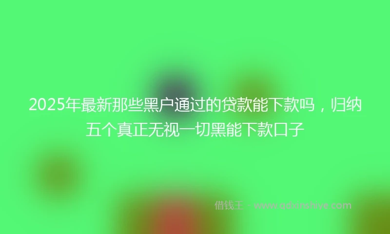2025年最新那些黑户通过的贷款能下款吗，归纳五个真正无视一切黑能下款口子