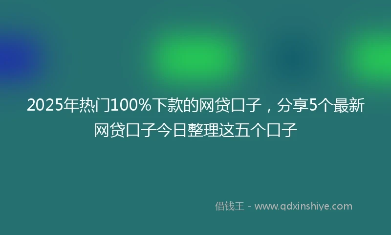 2025年热门100%下款的网贷口子，分享5个最新网贷口子今日整理这五个口子