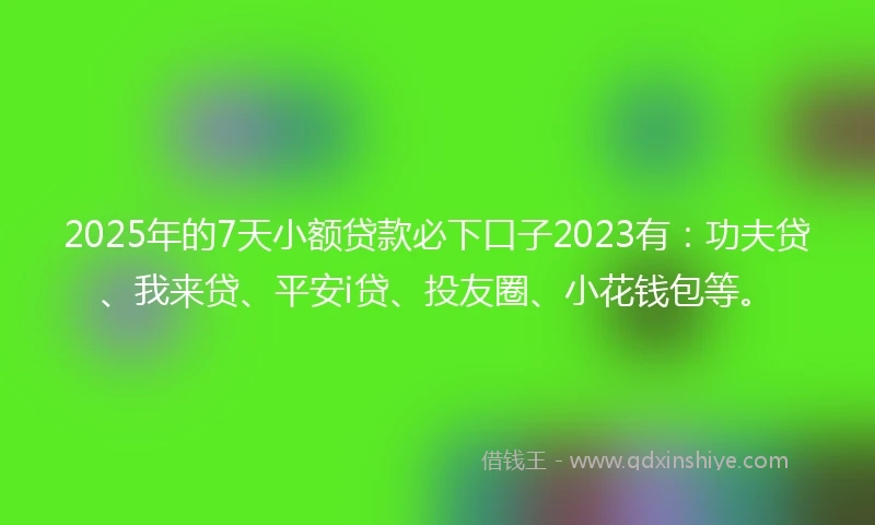 2025年的7天小额贷款必下口子2023有：功夫贷、我来贷、平安i贷、投友圈、小花钱包等。