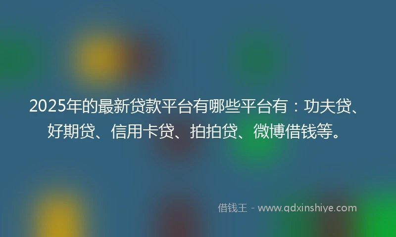 2025年的最新贷款平台有哪些平台有：功夫贷、好期贷、信用卡贷、拍拍贷、微博借钱等。