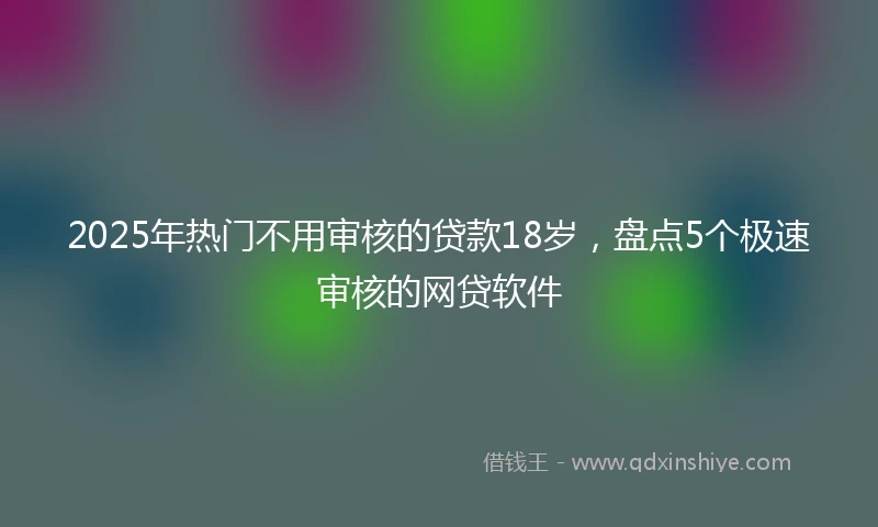 2025年热门不用审核的贷款18岁，盘点5个极速审核的网贷软件