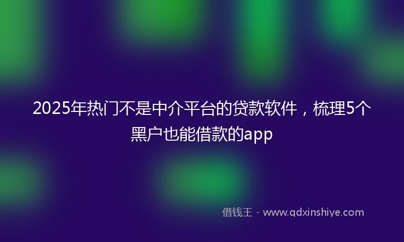 2025年热门不是中介平台的贷款软件，梳理5个黑户也能借款的app