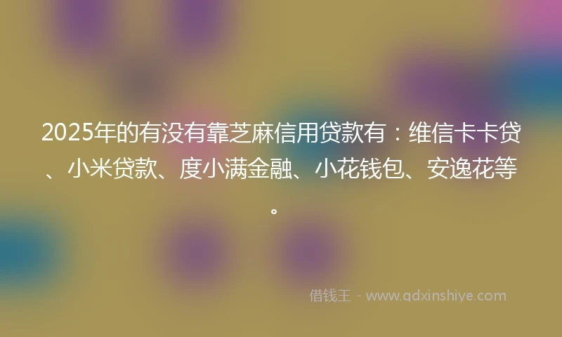 2025年的有没有靠芝麻信用贷款有：维信卡卡贷、小米贷款、度小满金融、小花钱包、安逸花等。
