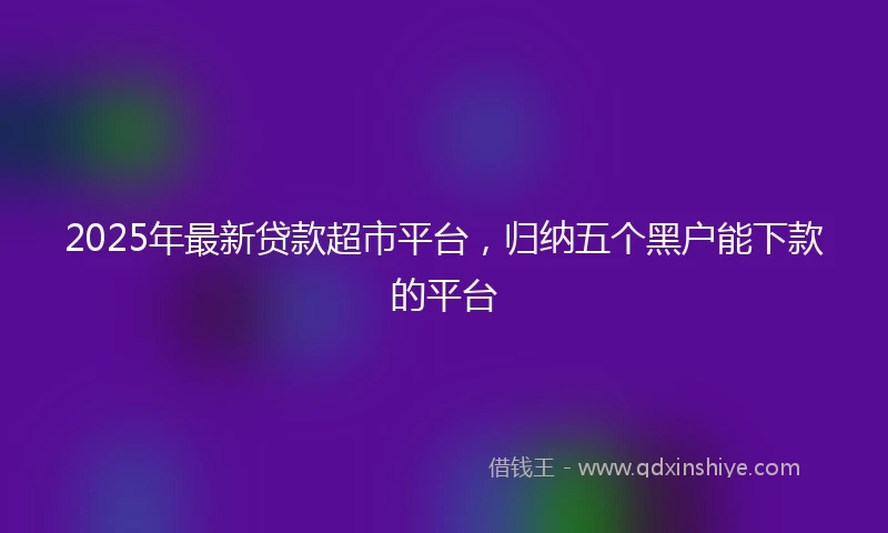 2025年最新贷款超市平台，归纳五个黑户能下款的平台