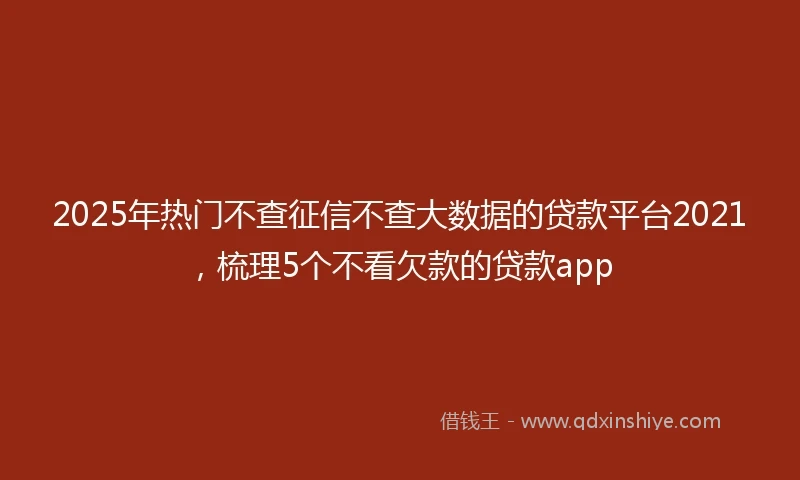 2025年热门不查征信不查大数据的贷款平台2021，梳理5个不看欠款的贷款app