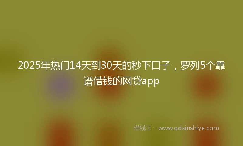 2025年热门14天到30天的秒下口子，罗列5个靠谱借钱的网贷app