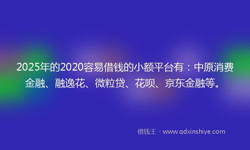 2025年的2020容易借钱的小额平台有：中原消费金融、融逸花、微粒贷、花呗、京东金融等。