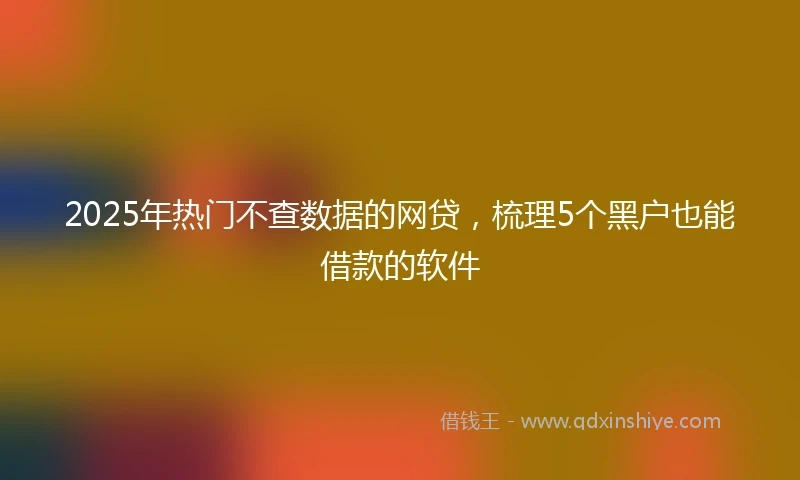 2025年热门不查数据的网贷，梳理5个黑户也能借款的软件
