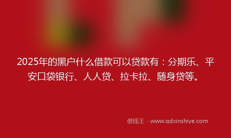 2025年的黑户什么借款可以贷款有：分期乐、平安口袋银行、人人贷、拉卡拉、随身贷等。