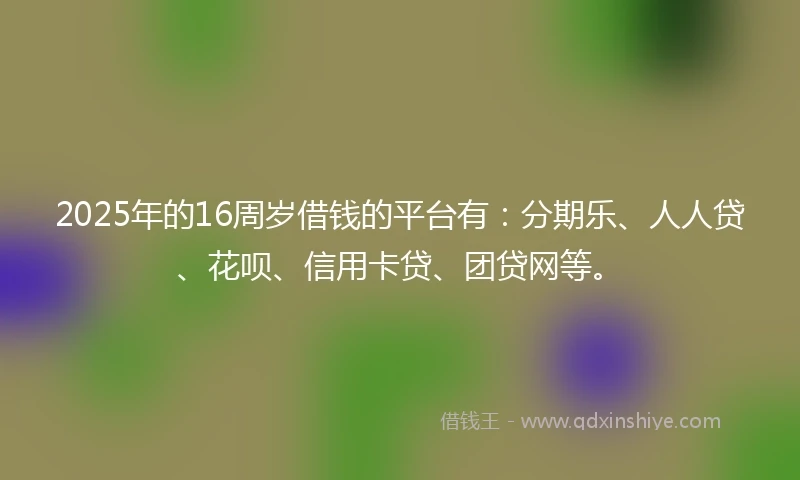 2025年的16周岁借钱的平台有：分期乐、人人贷、花呗、信用卡贷、团贷网等。