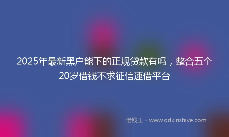 2025年最新黑户能下的正规贷款有吗，整合五个20岁借钱不求征信速借平台