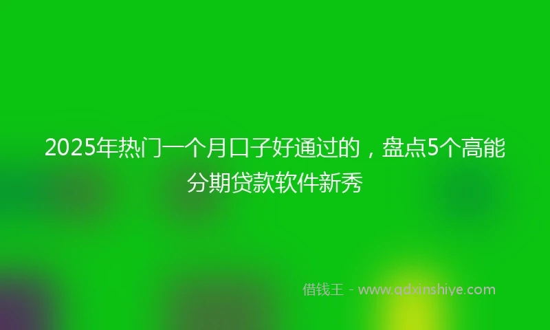2025年热门一个月口子好通过的，盘点5个高能分期贷款软件新秀