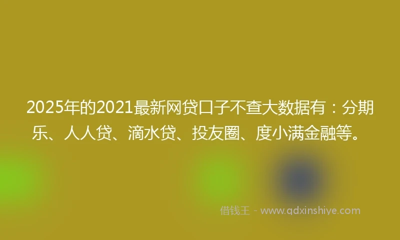 2025年的2021最新网贷口子不查大数据有：分期乐、人人贷、滴水贷、投友圈、度小满金融等。