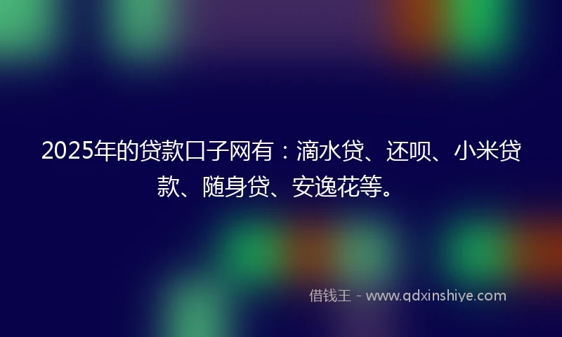 2025年的贷款口子网有：滴水贷、还呗、小米贷款、随身贷、安逸花等。