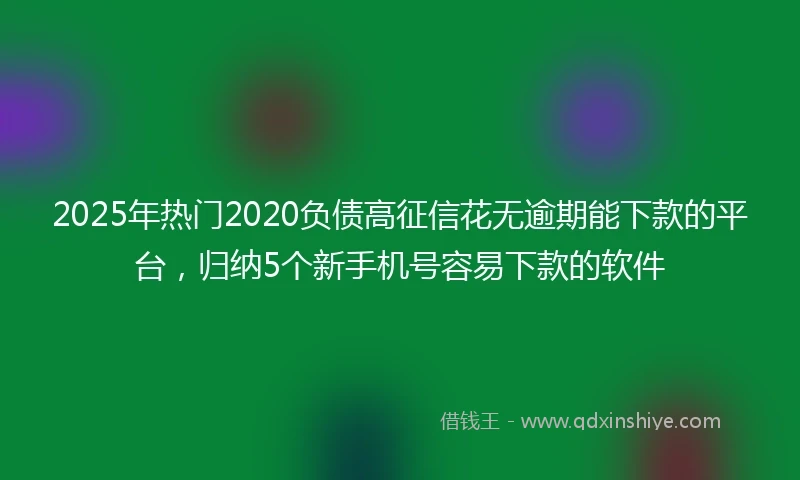 2025年热门2020负债高征信花无逾期能下款的平台，归纳5个新手机号容易下款的软件