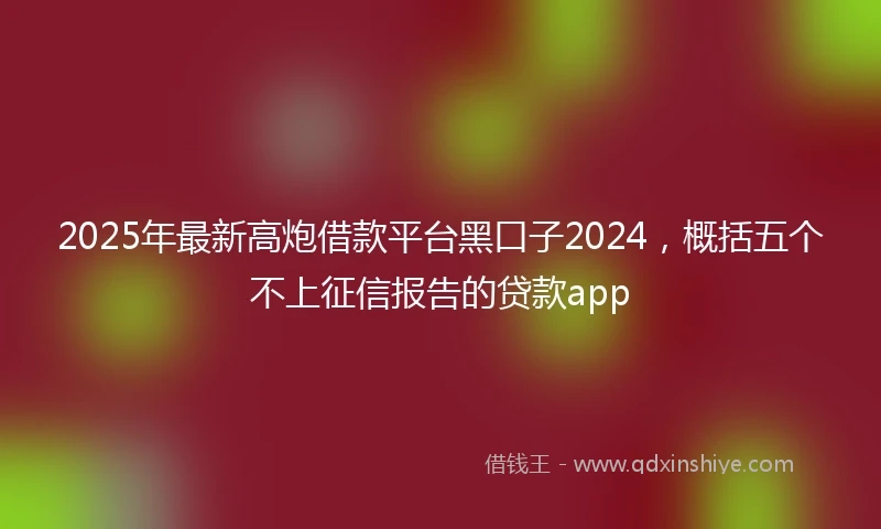 2025年最新高炮借款平台黑口子2024，概括五个不上征信报告的贷款app