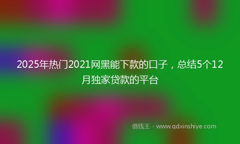 2025年热门2021网黑能下款的口子，总结5个12月独家贷款的平台