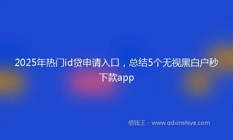 2025年热门id贷申请入口，总结5个无视黑白户秒下款app