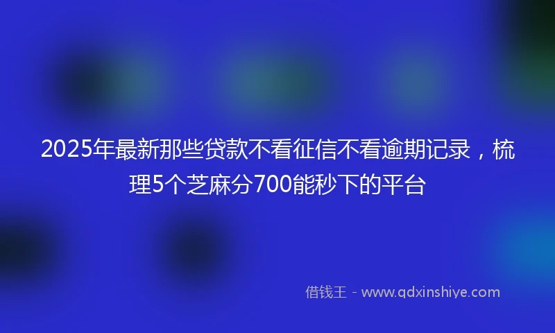 2025年最新那些贷款不看征信不看逾期记录，梳理5个芝麻分700能秒下的平台