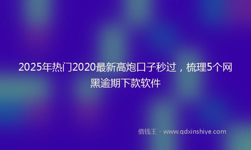 2025年热门2020最新高炮口子秒过，梳理5个网黑逾期下款软件