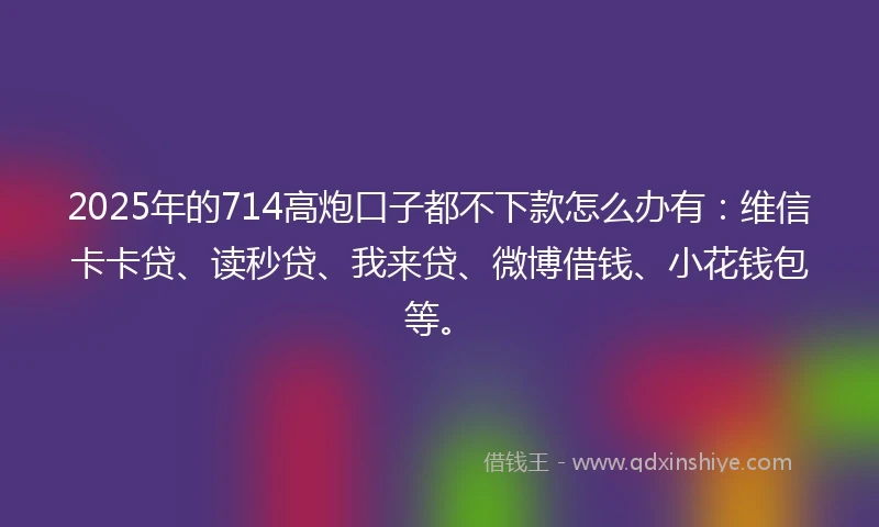 2025年的714高炮口子都不下款怎么办有：维信卡卡贷、读秒贷、我来贷、微博借钱、小花钱包等。